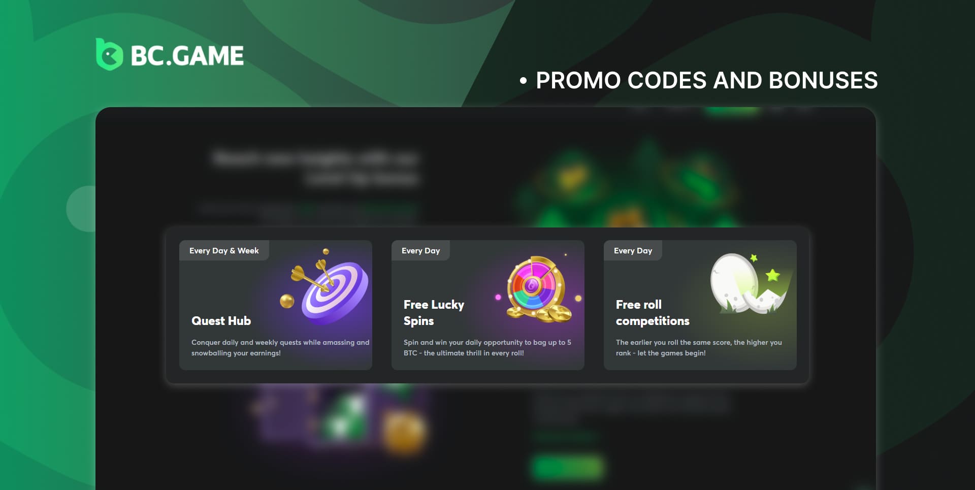 Promotions and bonuses for new and already registered users on BC Game
